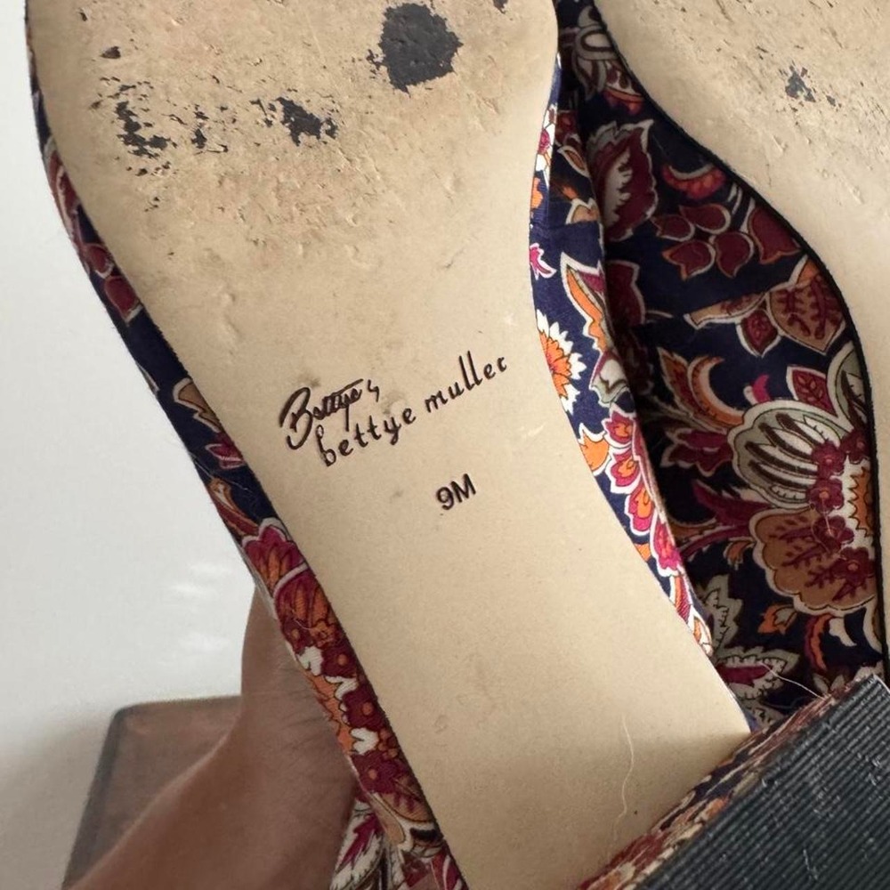 Floral tapestry fabric slingback kitten heel size 9 brocade paisley blue red - Picture 6 of 8